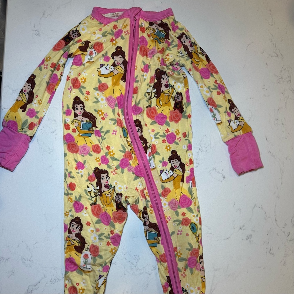 Little Sleepies Belle Kids One Piece Footie - Yellow and Pink
